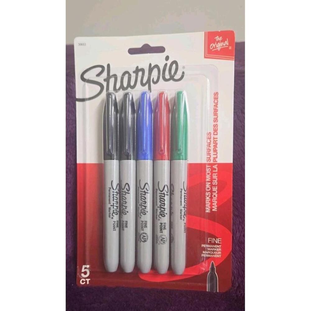 Sharpie Permanent Markers, Fine Point, Assorted Colors, 5 Count 30653